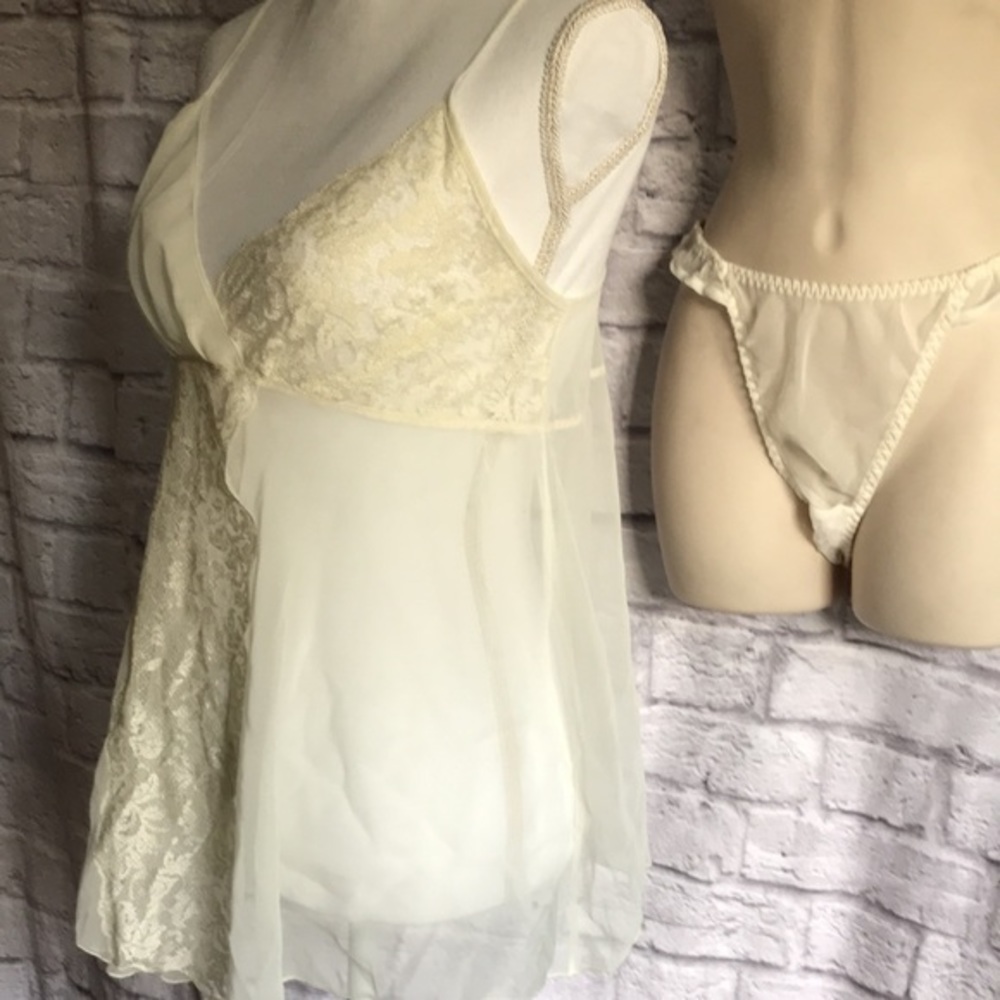Rare Vintage Gold Label Victoria’s Secret Sheer&Lace Babydoll &Panty Bridal